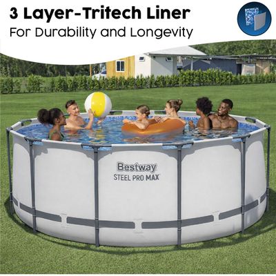 BESTWAY 12ft x 48" Steel Pro Max BW56420GB-21 Round Swimming Pool - Grey