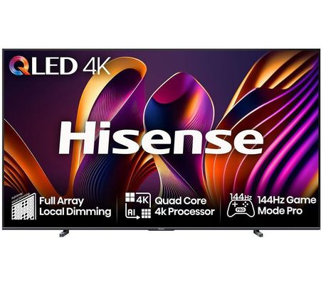 HISENSE 100E7NQTUK PRO 100" Smart 4K Ultra HD HDR QLED TV with Amazon Alexa, Silver/Grey