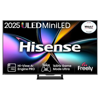 55" HISENSE U7Q PRO Mini LED 4K 165Hz Smart AI TV with Freely - 55U7QTUK PRO, Black,Silver/Grey