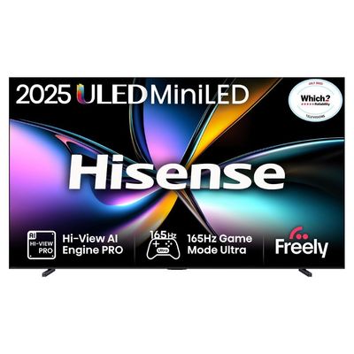HISENSE U7Q PRO 100" Mini LED 4K 165Hz Smart AI TV with Freely - 100U7QTUK PRO, Black,Silver/Grey