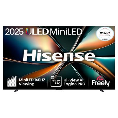 HISENSE U7Q 100" Mini LED 4K 165Hz Smart AI TV with Freely - 100U7QTUK, Black,Silver/Grey