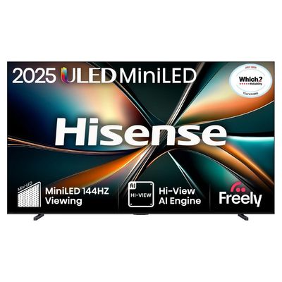 85" HISENSE U7Q Mini LED 4K 144Hz Smart AI TV with Freely - 85U7QTUK, Black,Silver/Grey