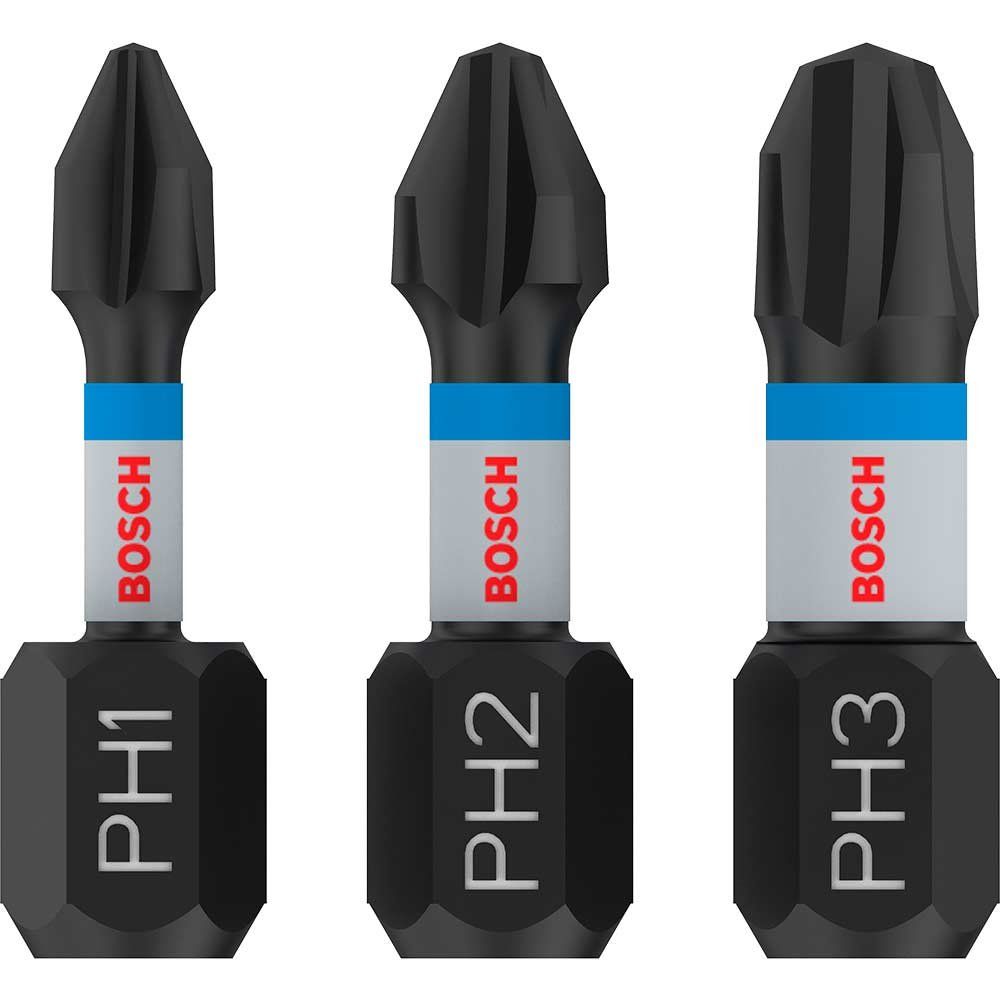 Bosch PRO 3 Piece Impact Control Torsion Phillips Screwdriver Bits Assorted Phillips 25mm Pack of 3 - Image 1