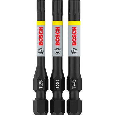 Bosch PRO Impact Torsion Torx Screwdriver Bits T25 - T40 Assorted Torx 55mm Pack of 3