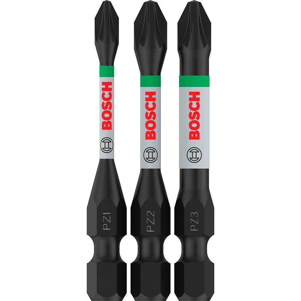 Bosch PRO 3 Piece Impact Control Torsion Pozi Screwdriver Bits Assorted Pozi 55mm Pack of 3 - Image 1