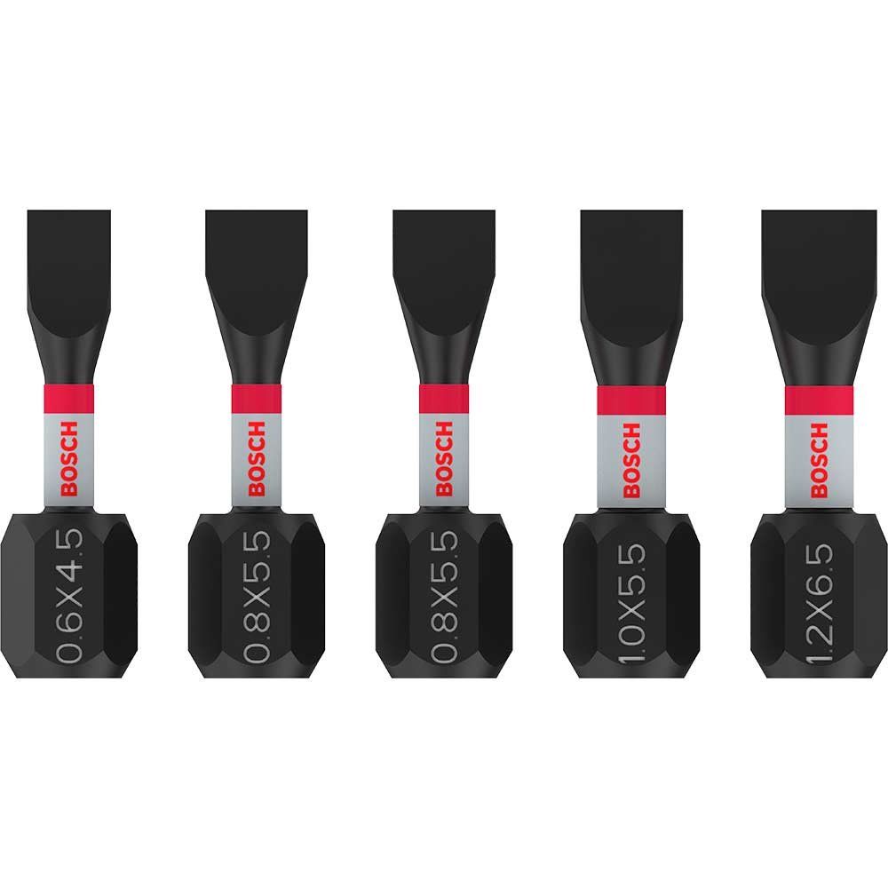 Bosch PRO 5 Piece Impact Slotted Screwdriver Bit Set - Image 1