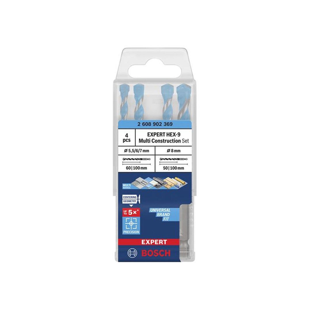 Powertool Accessories Expert Hex-9 Multi Construction Drill Bit Set, 4 Piece - Blue - Image 1