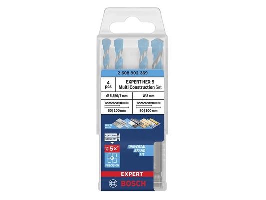 Powertool Accessories Expert Hex-9 Multi Construction Drill Bit Set, 4 Piece - Blue - Thumbnail 2