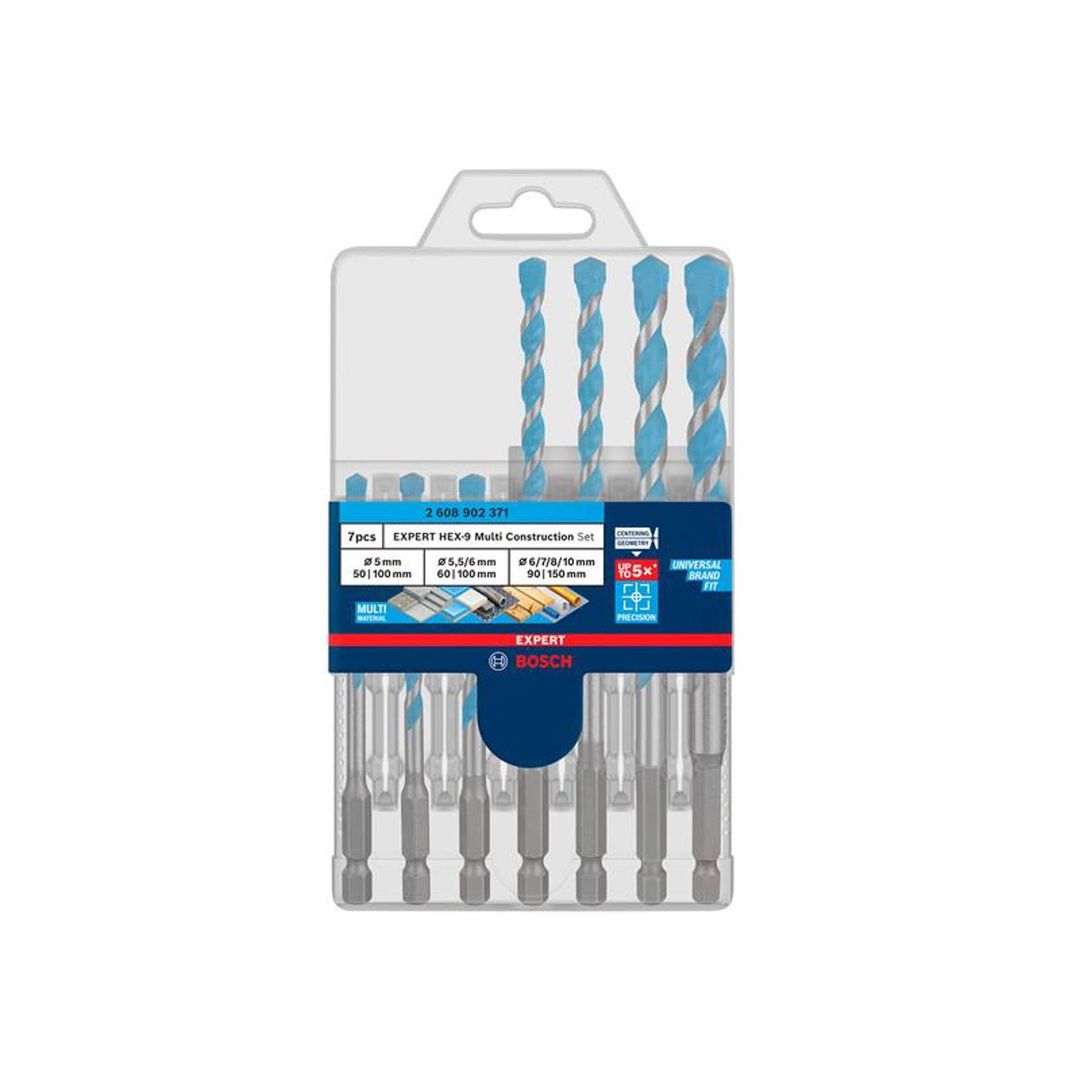 Powertool Accessories Expert Hex-9 Multi Construction Drill Bit Set, 7 Piece - Blue - Image 1