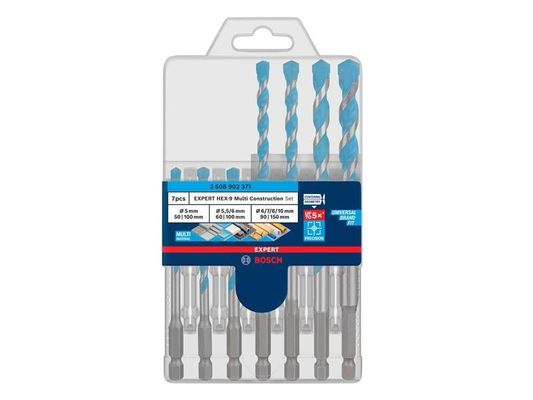 Powertool Accessories Expert Hex-9 Multi Construction Drill Bit Set, 7 Piece - Blue - Thumbnail 2
