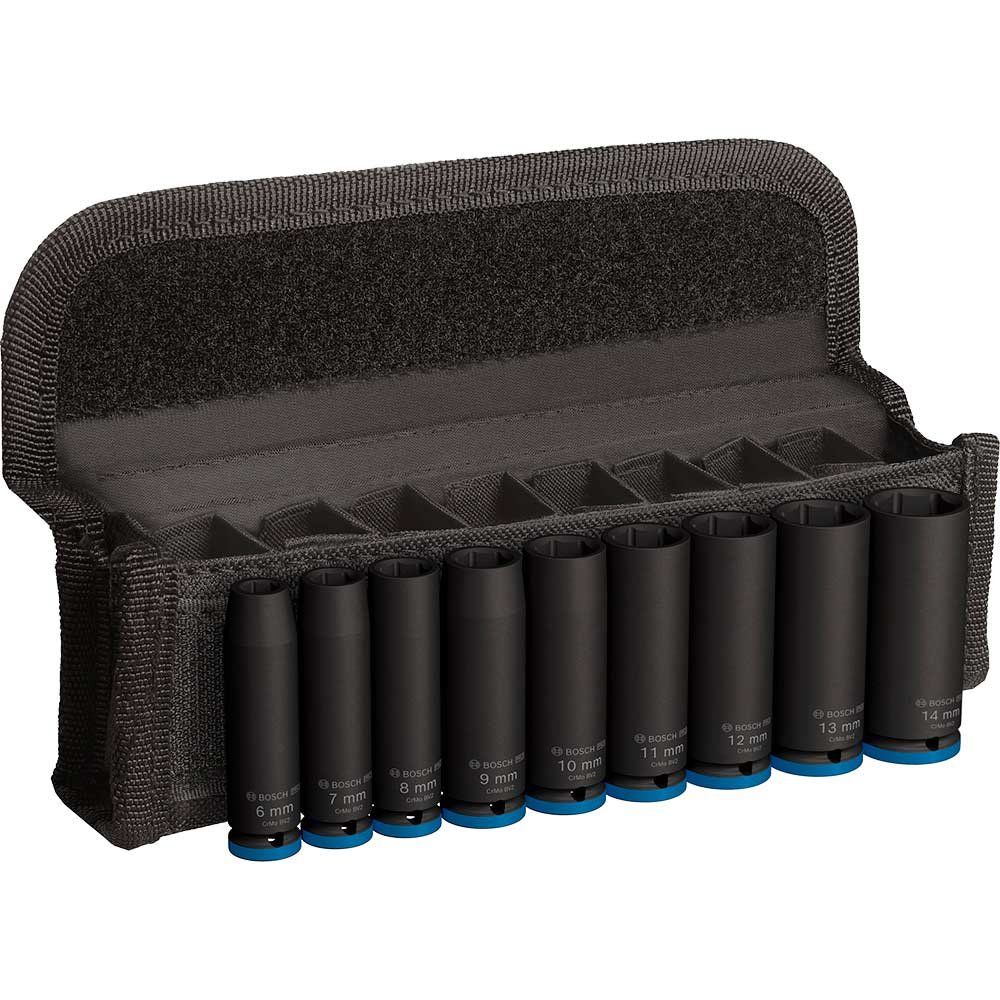 Bosch PRO 9 Piece 1/4" Drive Deep Hexagon Impact Socket Set 1/4" - Image 1