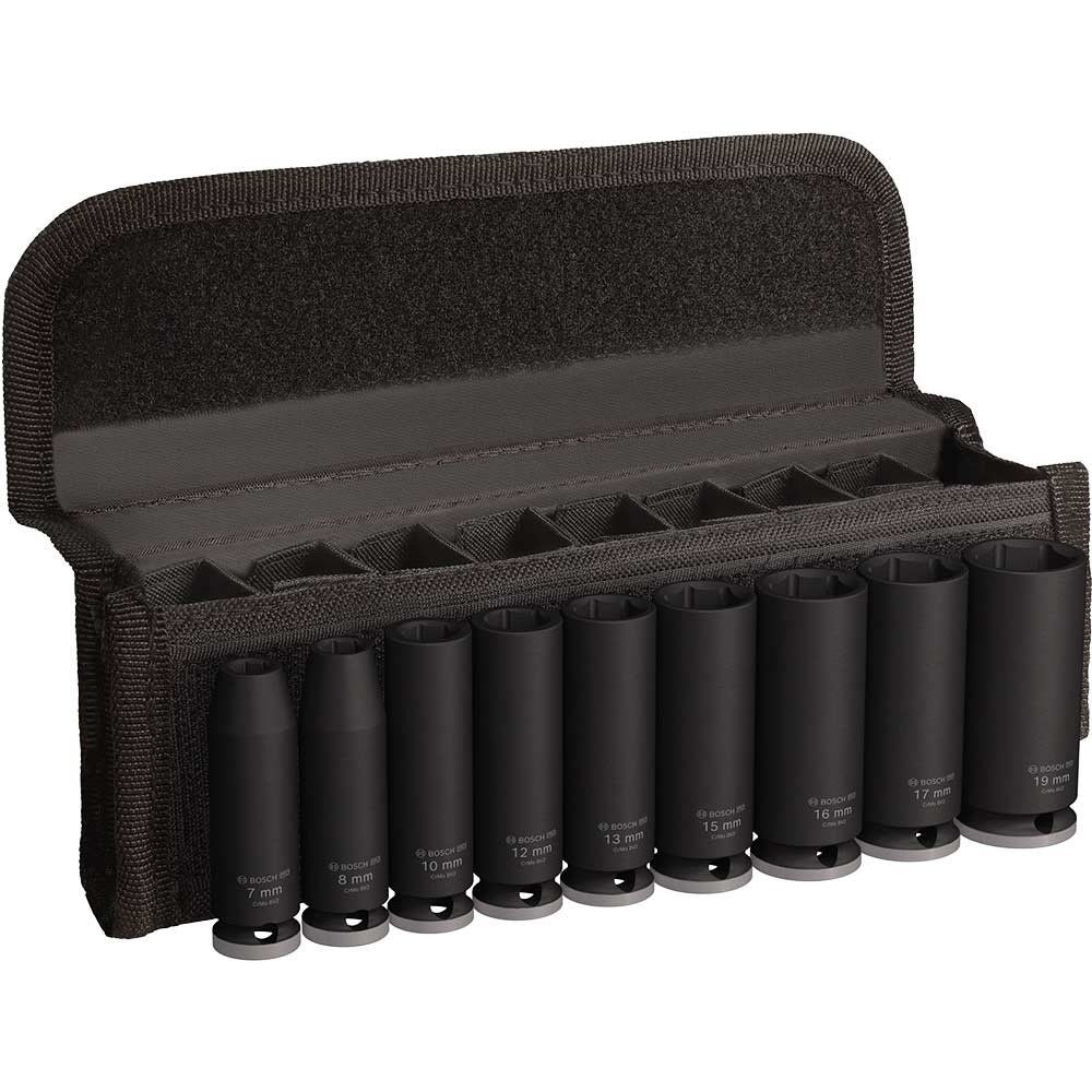 Bosch PRO 9 Piece 3/8" Drive Deep Hexagon Impact Socket Set 3/8" - Image 1