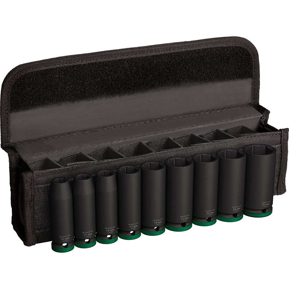 Bosch PRO 9 Piece 1/2" Drive Deep Hexagon Impact Socket Set 1/2" - Image 1