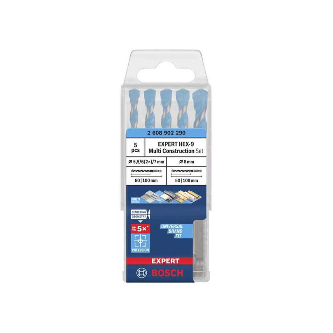 Powertool Accessories Expert Hex-9 Multi Construction Drill Bit Set, 5 Piece - Blue - Image 1