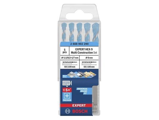 Powertool Accessories Expert Hex-9 Multi Construction Drill Bit Set, 5 Piece - Blue - Thumbnail 2