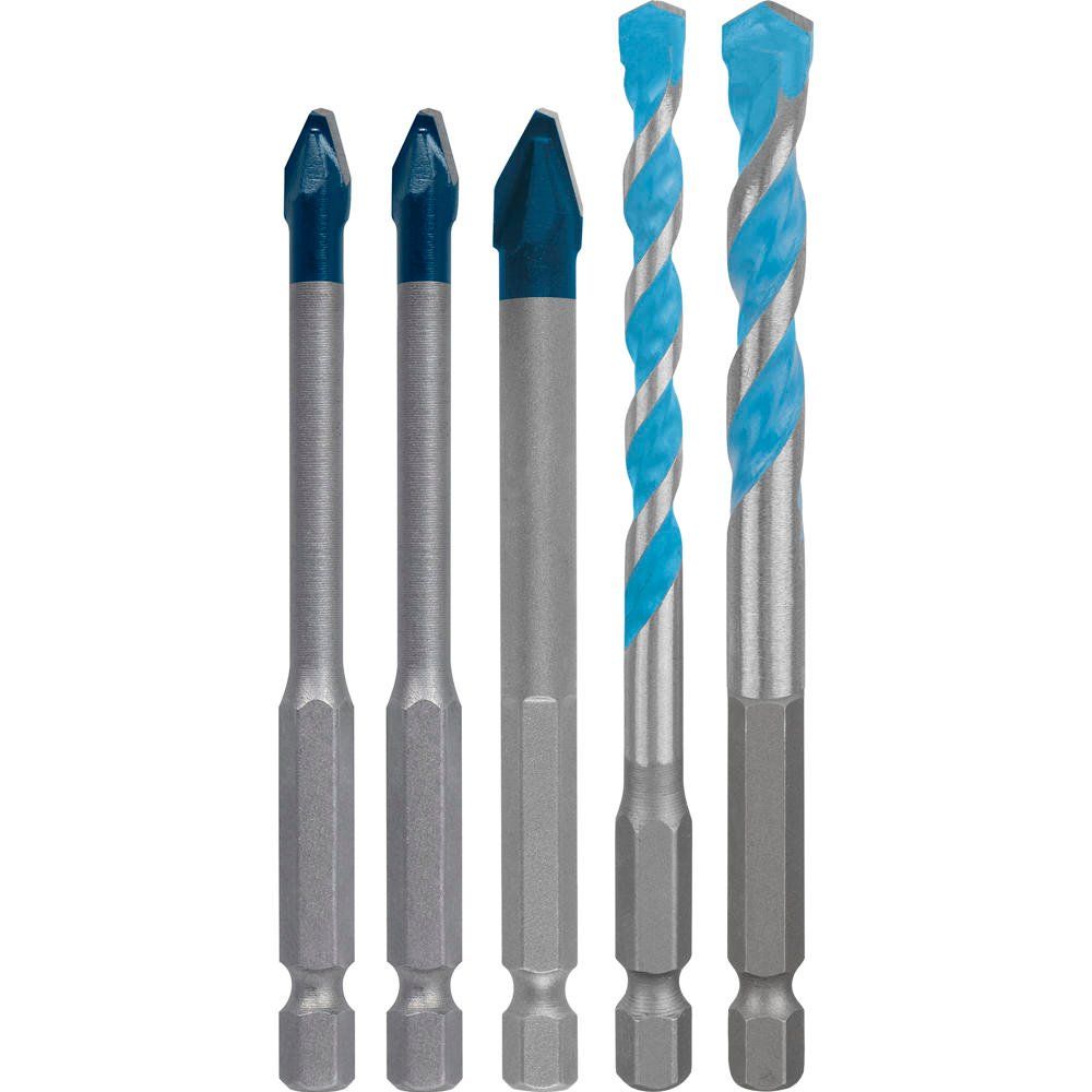 Bosch EXPERT 5 Piece HEX-9 Hard Ceramic Tile and Multi Construction Drill Bit Set - Image 1