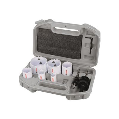 Powertool Accessories Multi Material Hole Saw Electrician's Set, 9 Piece - Grey
