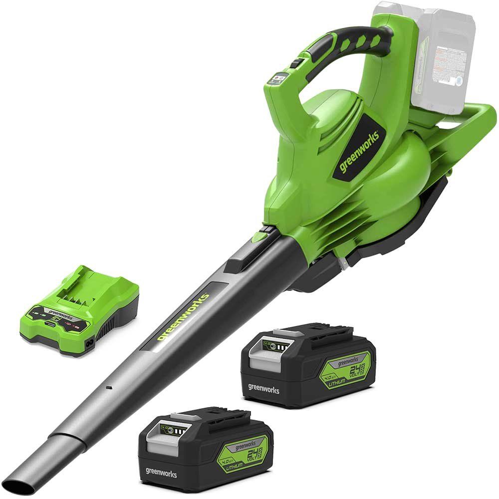 Greenworks GD24X2BV 48v Cordless Leaf Blower and Vacuum 2 x 4ah Li-ion Battery Charger - Image 1