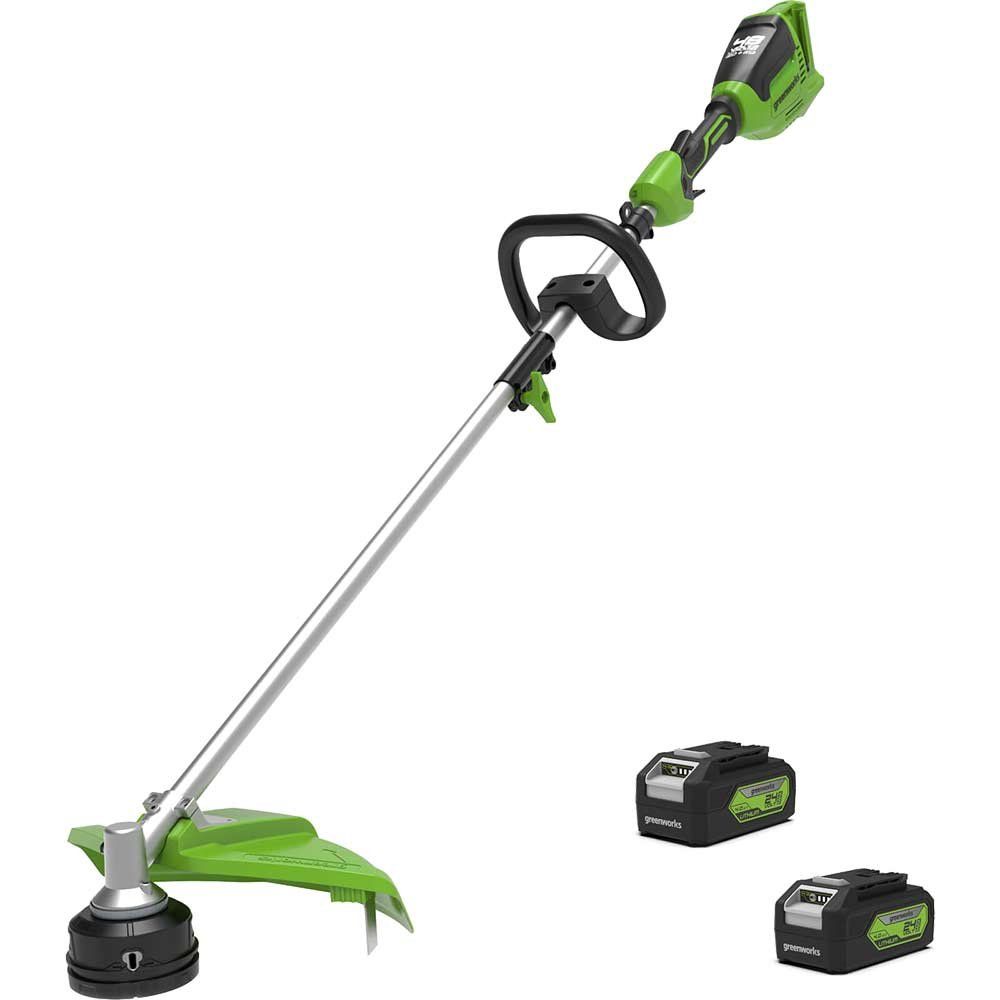 Greenworks 48V 40cm Cordless Brushless Brush Cutter & Line Trimmer with 2 x 4.0Ah Battery & 2A Twin Charger - Image 1
