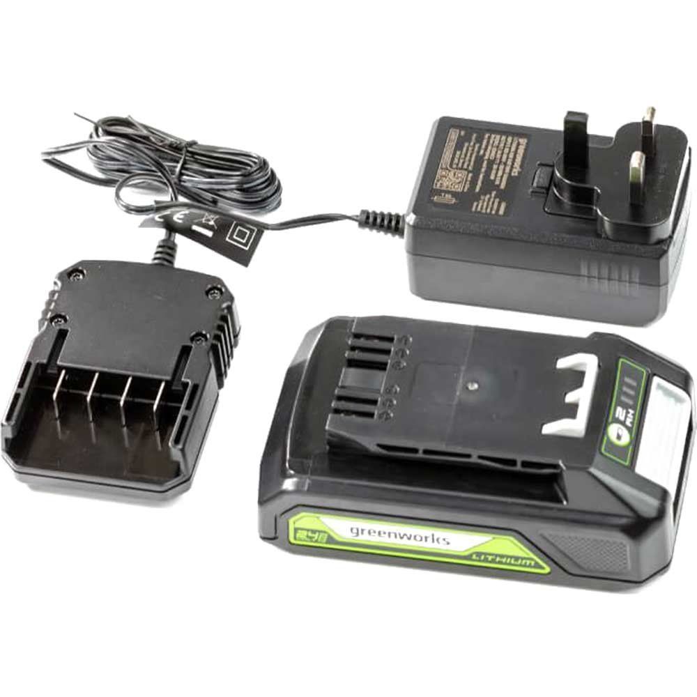 Greenworks GSK24B2 24v Cordless Li-ion Battery 2ah and Standard Battery Charger 2ah - Image 1