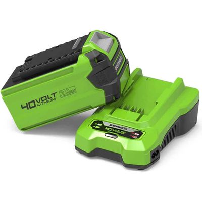 Greenworks GSK40B2 40v Cordless Li-ion Battery 2ah and Standard Battery Charger 2ah