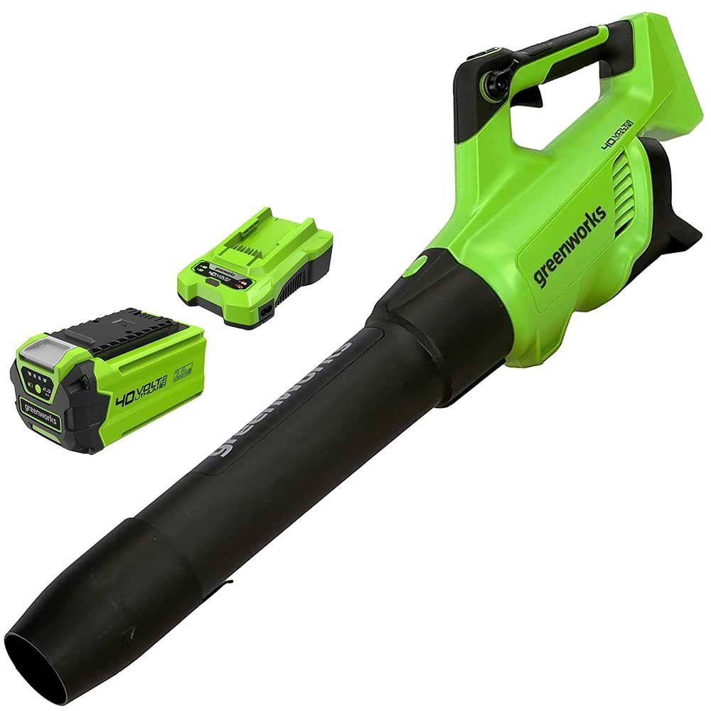 Greenworks GD40ABII 40v Cordless Axial Leaf Blower 1 x 2ah Li-ion Battery Charger - Image 1