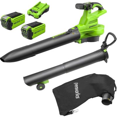 Greenworks 40V Brushless Blower/Vac with 2 x 2.0Ah Batteries & Charger