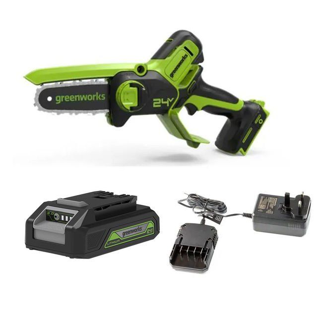 Greenworks G24MCS10 24v Cordless Tree Pruner 100mm - Image 1
