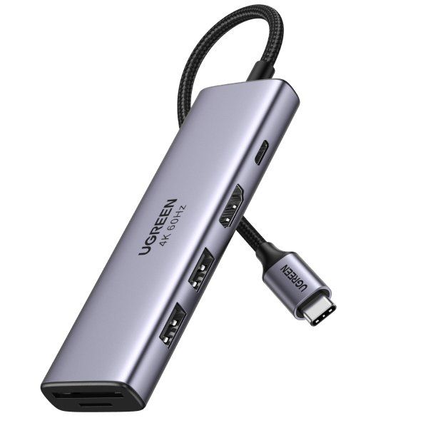 Ugreen 6-in-1 USB-C Hub USB Type-C Silver - Image 1