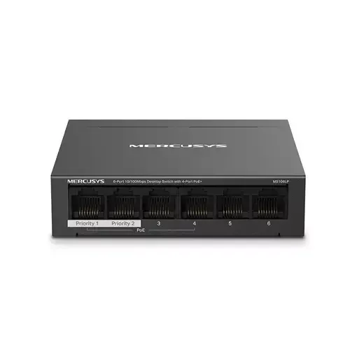 Mercusys 6-Port 10/100Mbps Desktop Switch with 4-Port PoE+ - Image 1