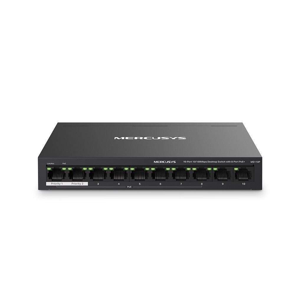 Mercusys 10-Port 10/100Mbps Desktop Switch with 8-Port PoE+ - Image 1