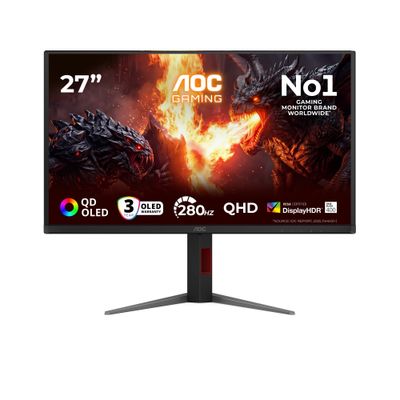 AOC G4 Q27G4ZD computer monitor 67.3 cm (26.5") 2560 x 1440 pixels Quad HD QD-OLED Black Red - Thumbnail 2