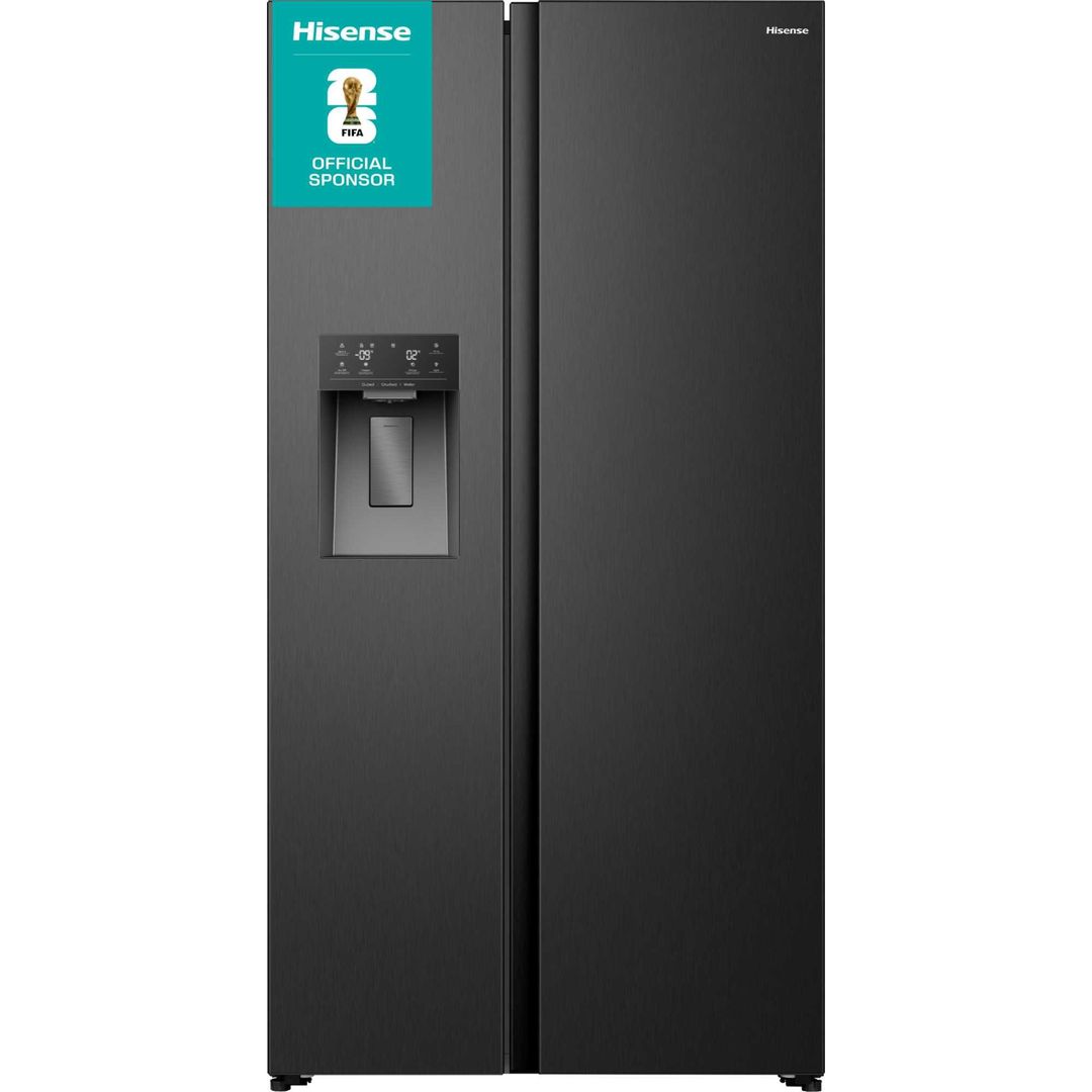 Hisense American Style Fridge Freezer Ice & Water Non Plumbed RS5P528STBE Black - Image 1