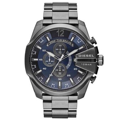 Diesel DZ4329 Mega Chief Chronograph Blue Dial Gunmetal Ion-plated Men's Watch - Thumbnail 2