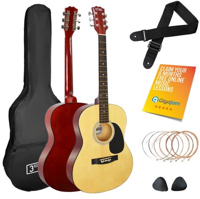 3RD AVENUE Full Size 4/4 Acoustic Guitar Bundle - Natural, Yellow,Red