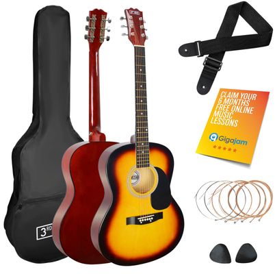 3RD AVENUE Full Size 4/4 Acoustic Guitar Bundle - Sunburst, Brown,Yellow,Red