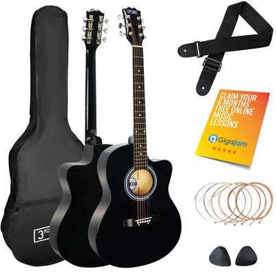 3rd Avenue Cutaway Full Size Acoustic Guitar Pack - Black
