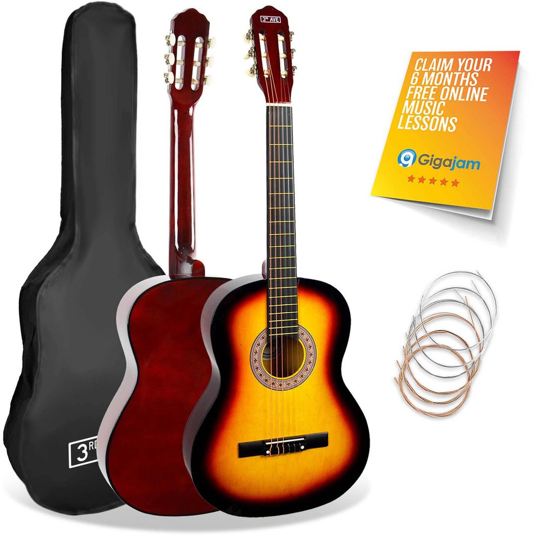 3rd Avenue Full Size Classical Guitar Pack - Sunburst - Image 1