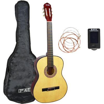 3RD AVENUE 3/4 Size Classical Guitar Bundle - Natural, Brown,Yellow,Red