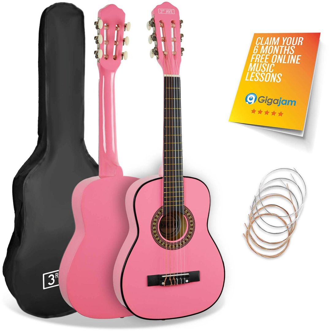 3rd Avenue 14 Size Classical Guitar Pack - Pink - Image 1