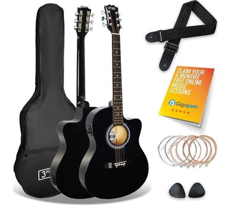 3rd Avenue Full Size Cutaway Electro Acoustic Guitar Pack - Black