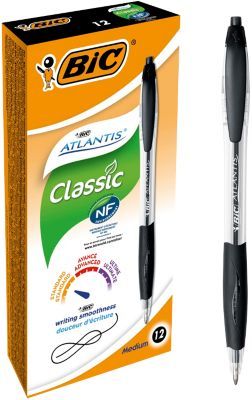 BIC Atlantis Classic Black Twist retractable ballpoint pen Medium 12 p - Image 1