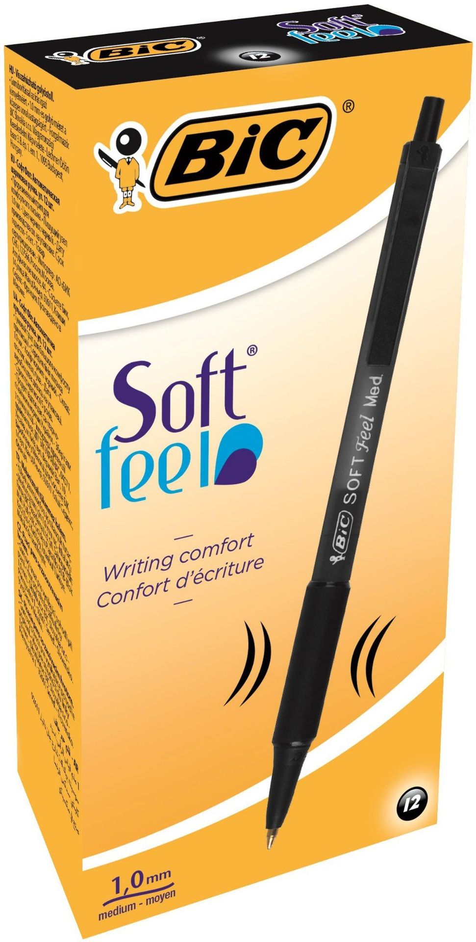 Bic Softfeel Clic Retractable Ballpoint Pen 1Mm Tip 0.32Mm Line Black (Pack 12) - 8373971 - Image 1
