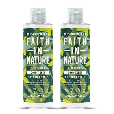 Faith in Nature Detoxifying Seaweed & Citrus Conditioner All Hair Types - 2 x 400ml in Pale Green