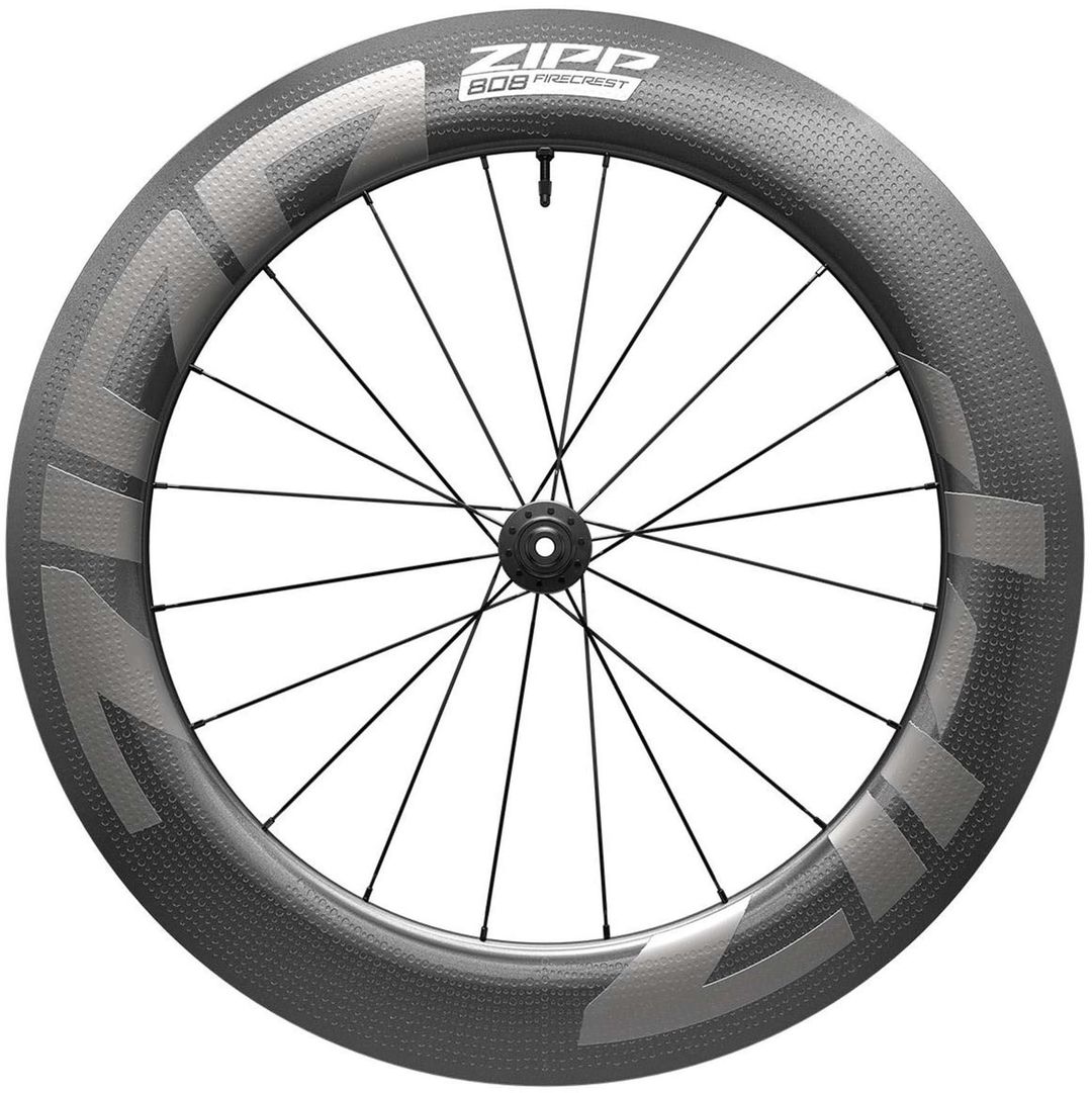Zipp AM 808 Firecrest Carbon Tubeless Disc Brake Center Locking 700c Front Road Wheel - Image 1