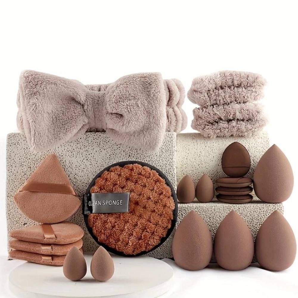 20 Piece Makeup Blender And Brush Set - Brown - Image 1