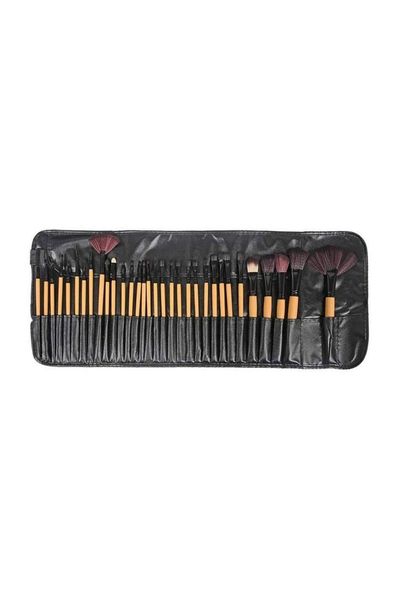 32 Piece Makeup Brush Set with Storage Bag - Wooden
