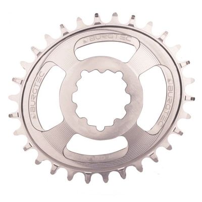 Burgtec Thick Thin Oval Chainring - 3mm Offset Boost GXP - Rhodium Silver