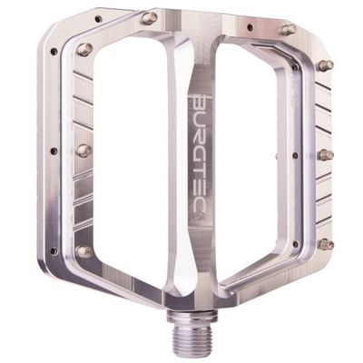 Burgtec Penthouse MK5 Flat Pedals - Steel Axles - Rhodium Silver