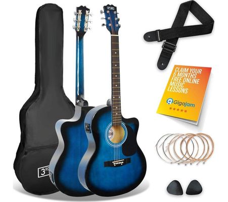 3rd Avenue Full Size Cutaway Electro Acoustic Guitar Pack - Blueburst
